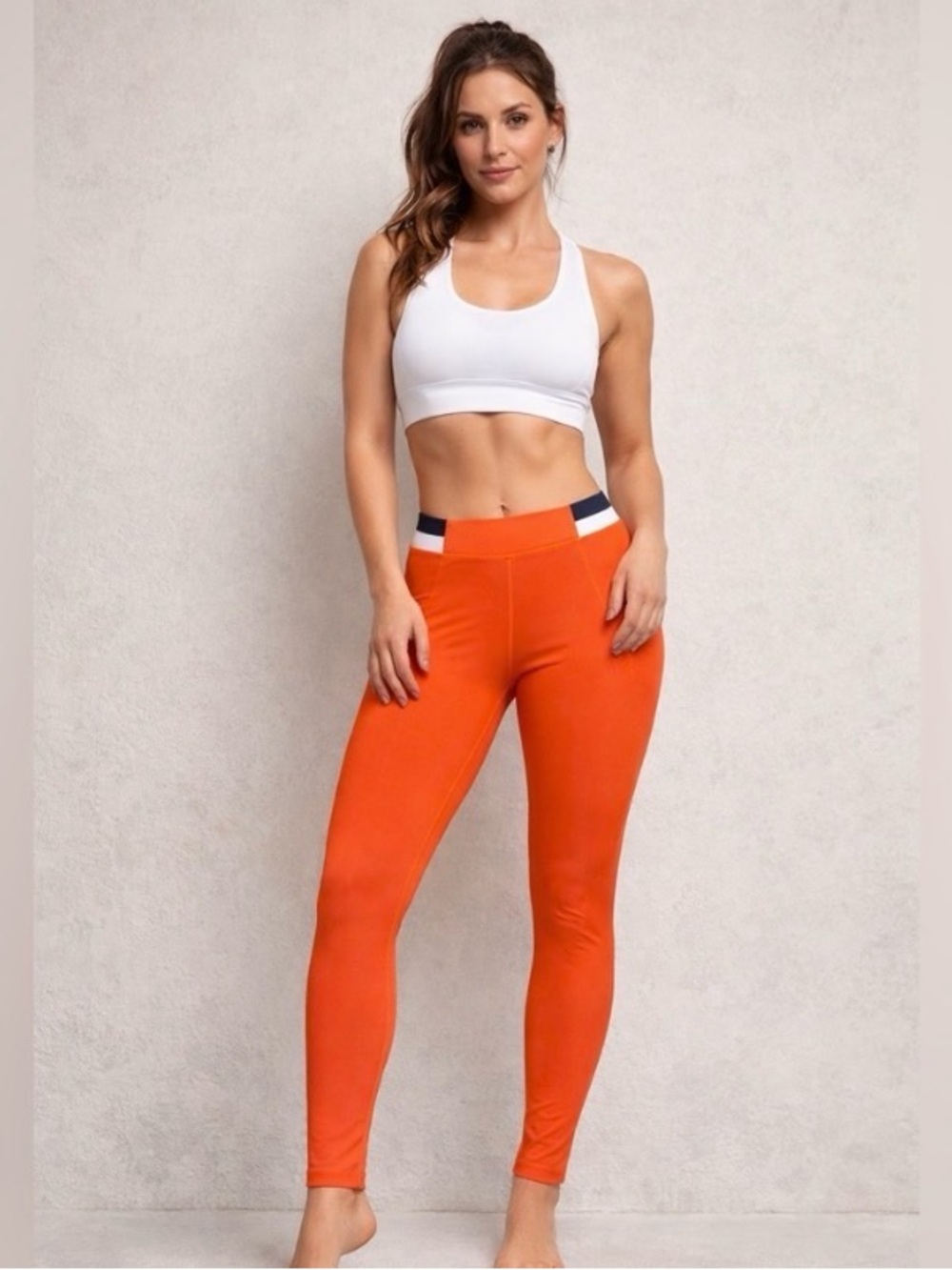 🧡Free Shipping💙 WILO Orange and Blue Ribbed High Waist Leggings- Size S